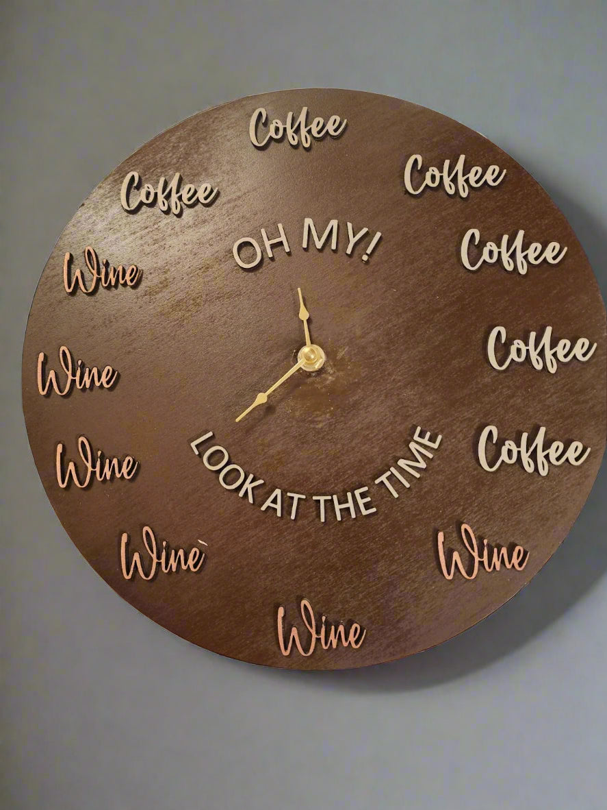 "It's Wine O'Clock Somewhere" Round Wall Clock