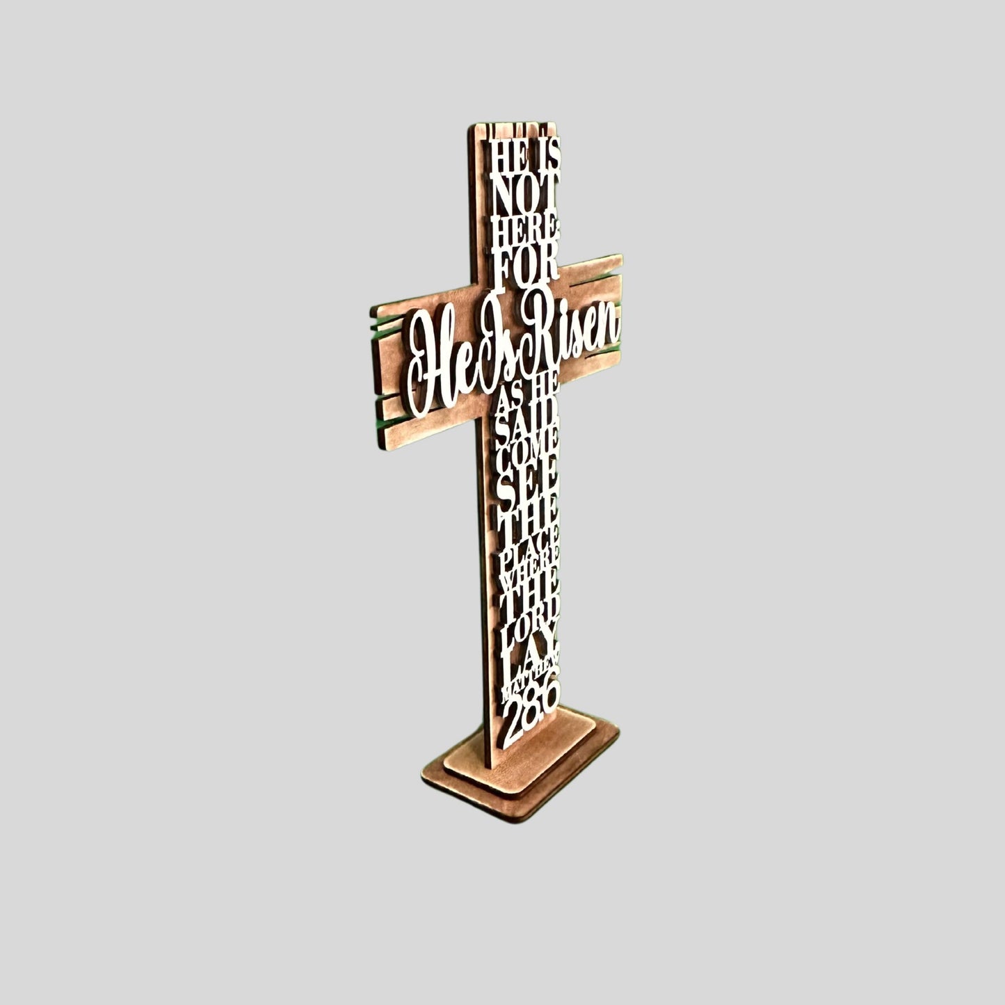 Wooden Cross "He Is Risen" 8in image 3