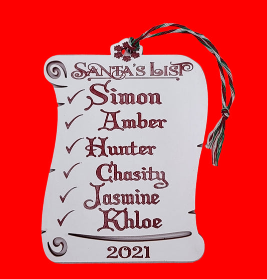 Santa's List Ornament Acrylic