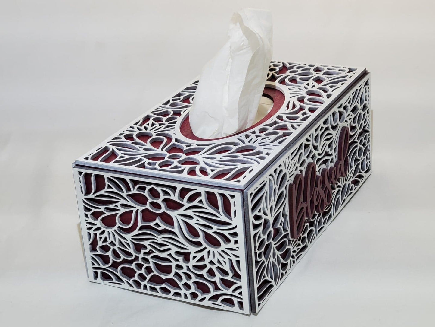 Tissue Box Cover - Floral Design - Top or front dispensing - Top image