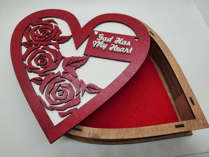 Heart-Shaped Wooden Keepsake Box